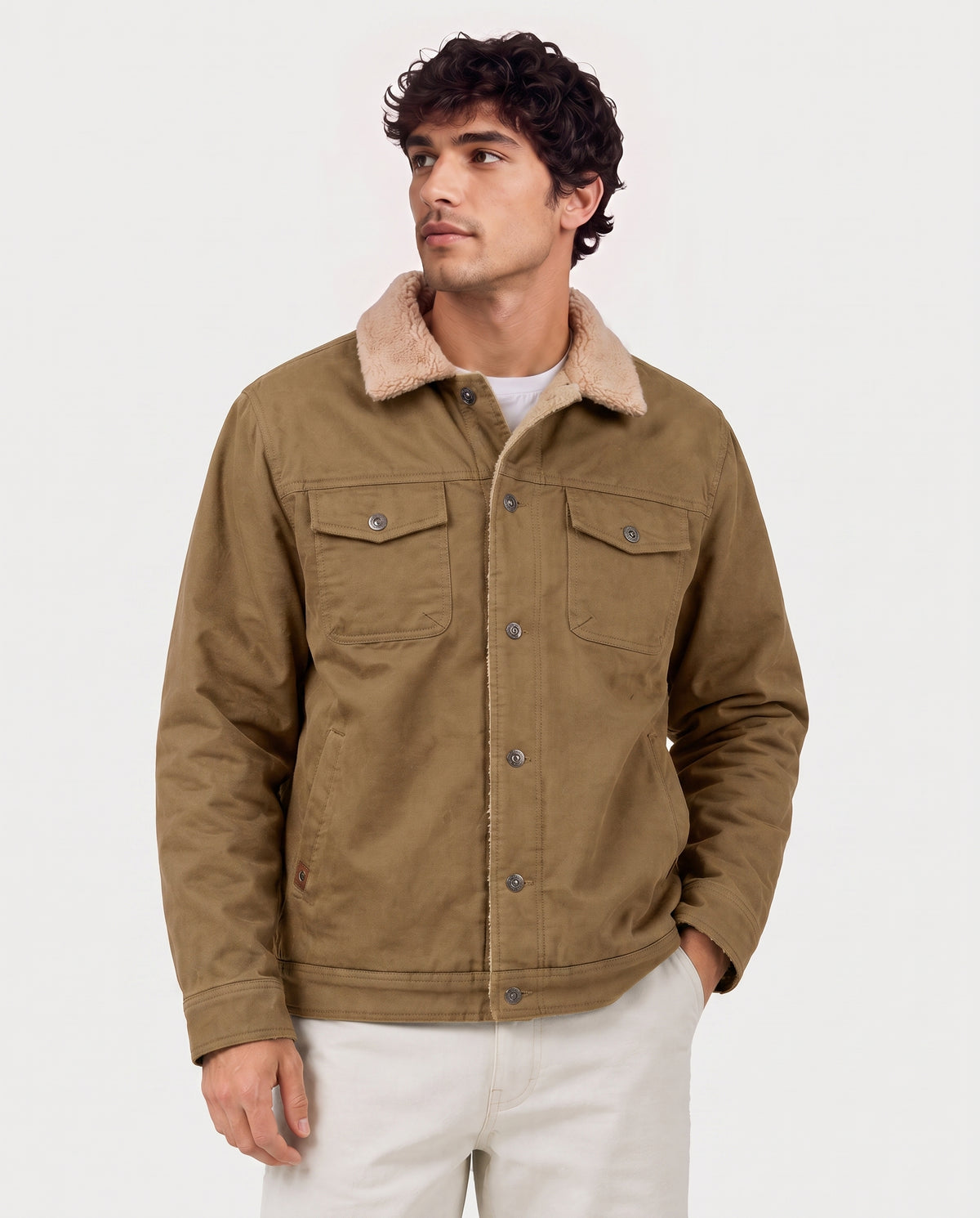 Men's Cargo Denim Heated Jacket (Sherpa Lined),M882416