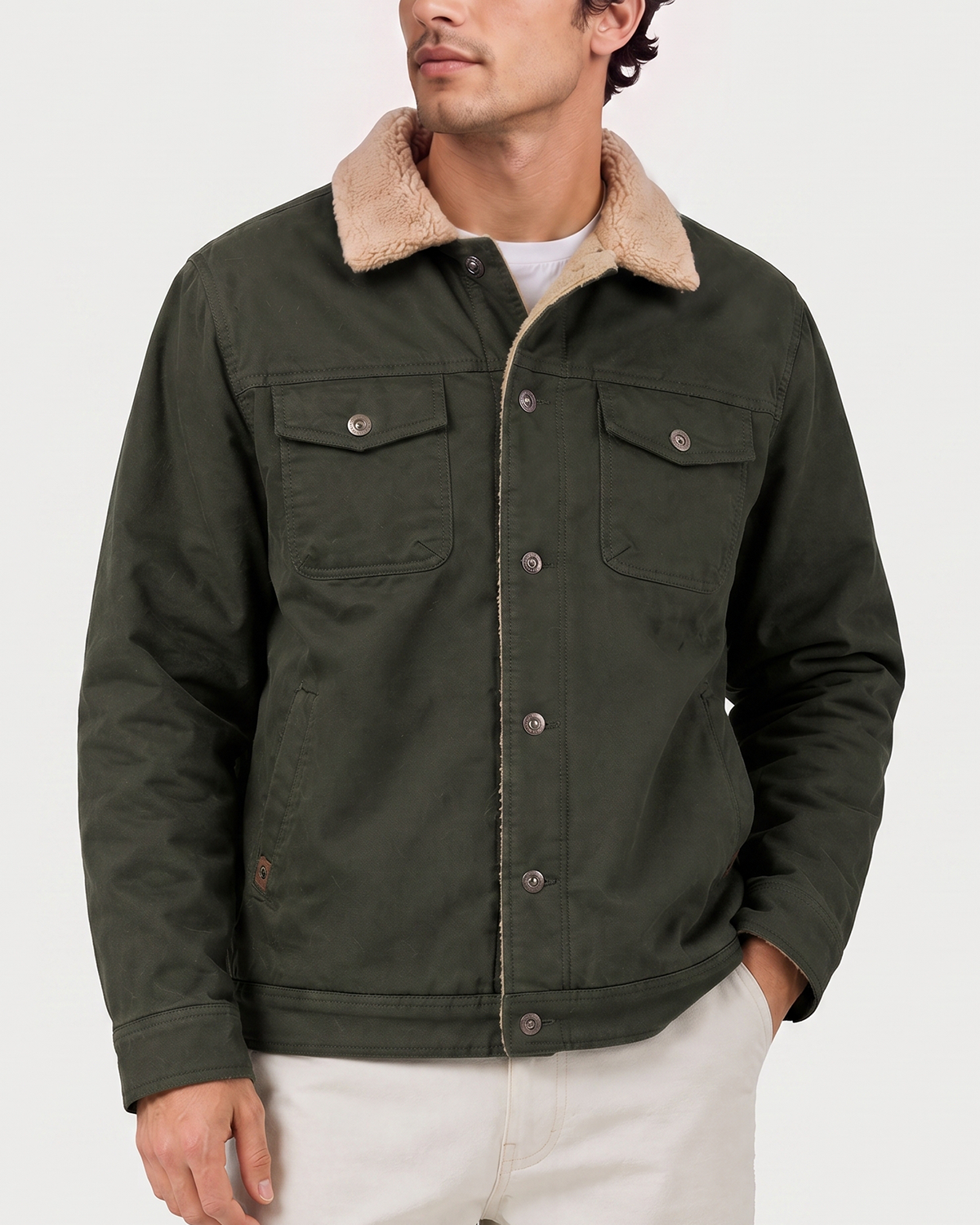 Men's Cargo Denim Heated Jacket (Sherpa Lined),M882416