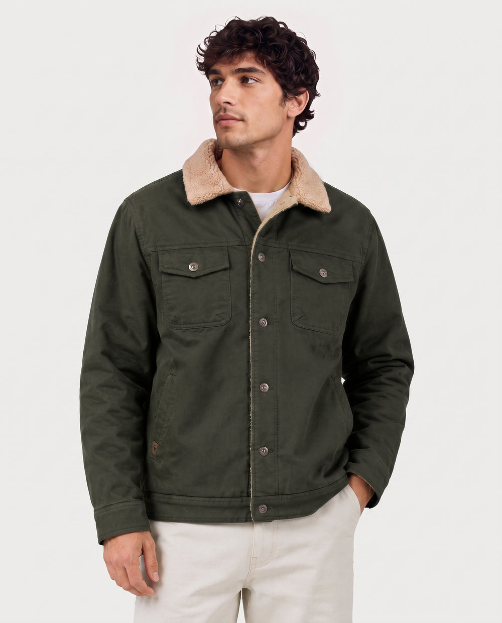 Men's Graphene Cargo Denim Heated Jacket (Sherpa Lined),M882416