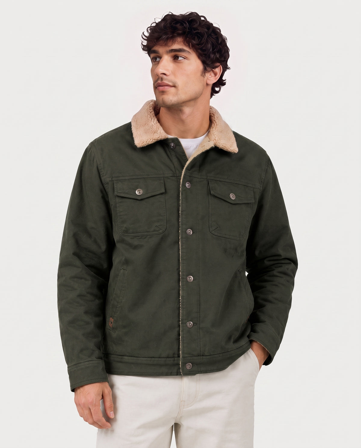 Men's Cargo Denim Heated Jacket (Sherpa Lined),M882416
