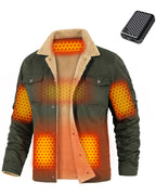 Men's Fleece-Lined Button-Up Denim 6-Zone Graphene Heated Jacket