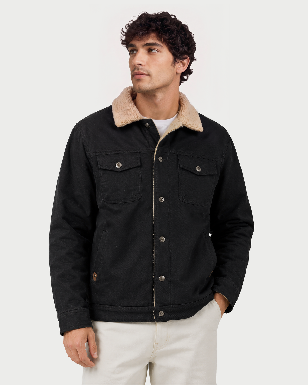 Men's Cargo Denim Heated Jacket (Sherpa Lined),M882416