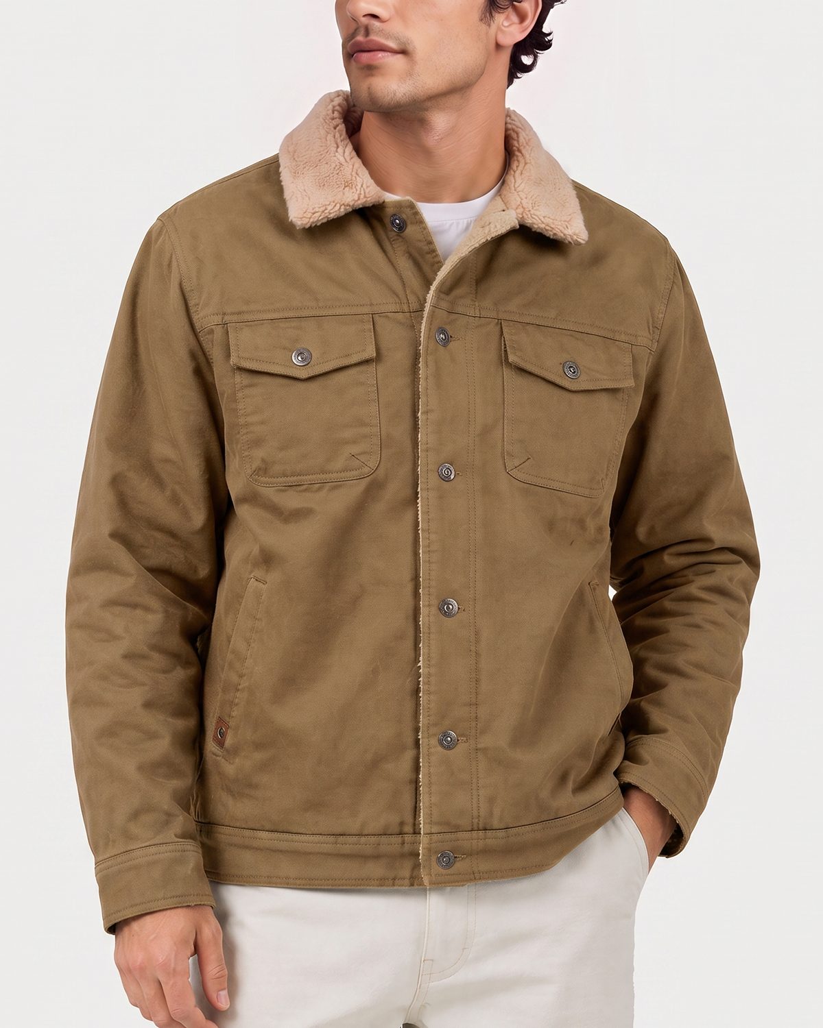Men's Cargo Denim Heated Jacket (Sherpa Lined),M882416