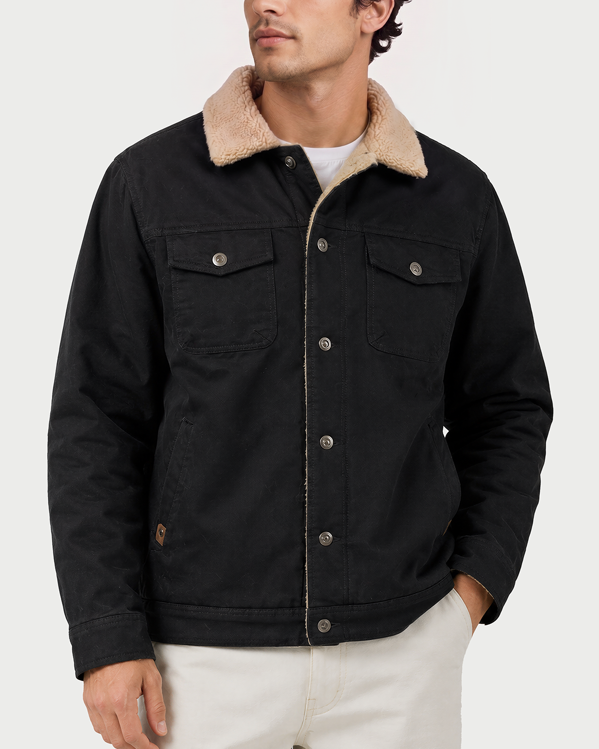 Men's Cargo Denim Heated Jacket (Sherpa Lined),M882416