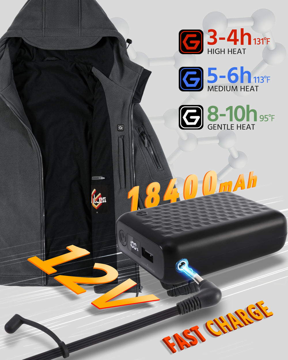 Men's Fleece 6-Zone Graphene Heated Jacket