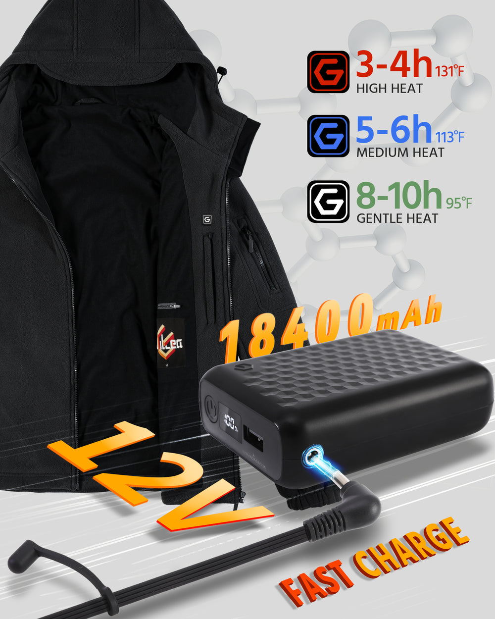Men's Fleece 6-Zone Graphene Heated Jacket