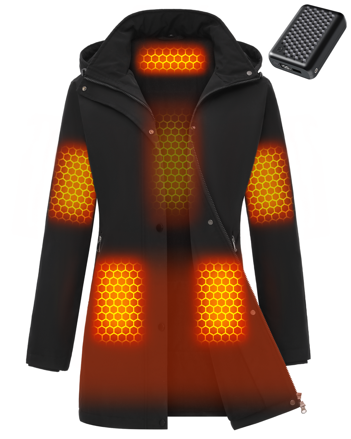 Women's Long Lightweight Heated Rain Jacket,GW882427