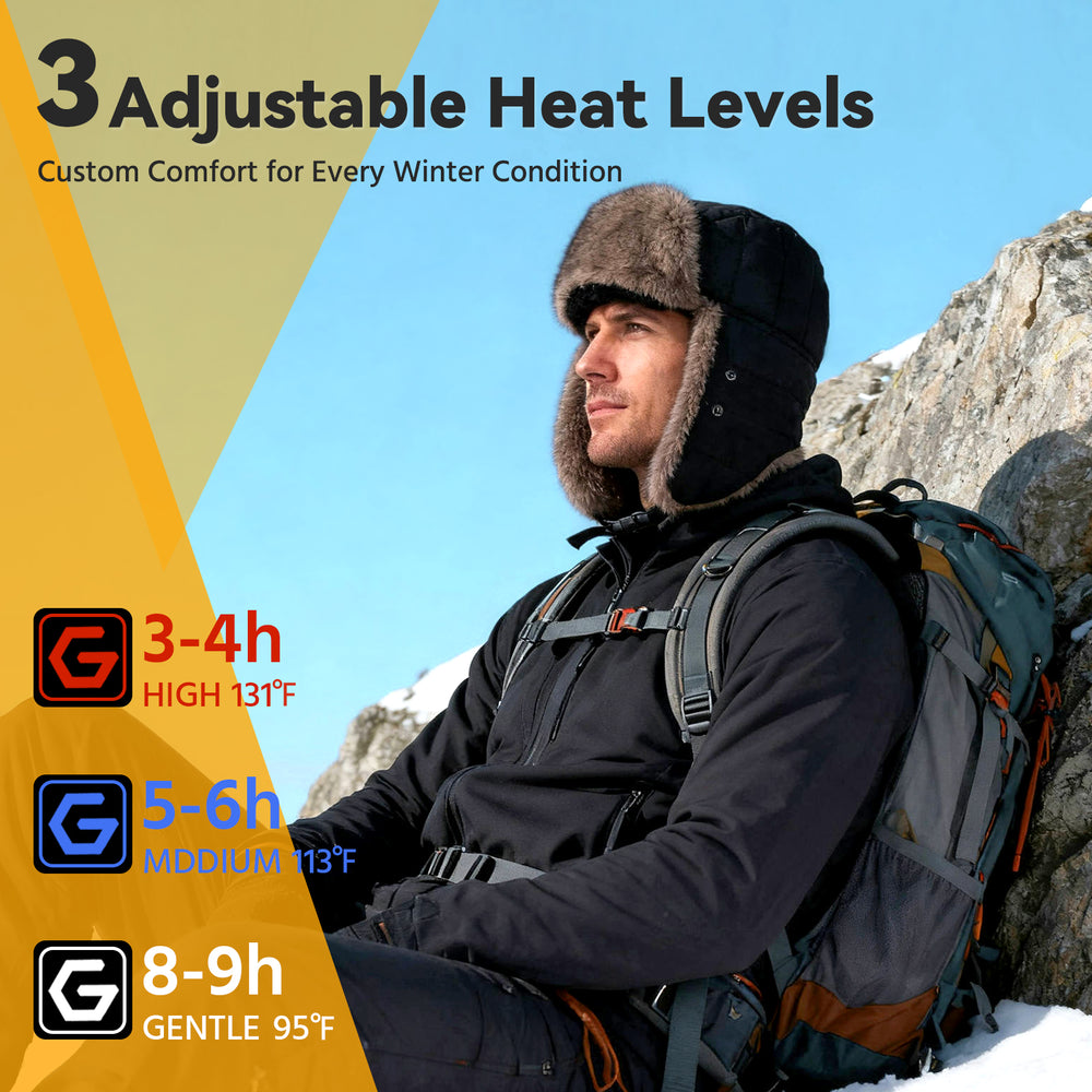 Men's Masked 2-Zone Graphene Heated Trapper Hat