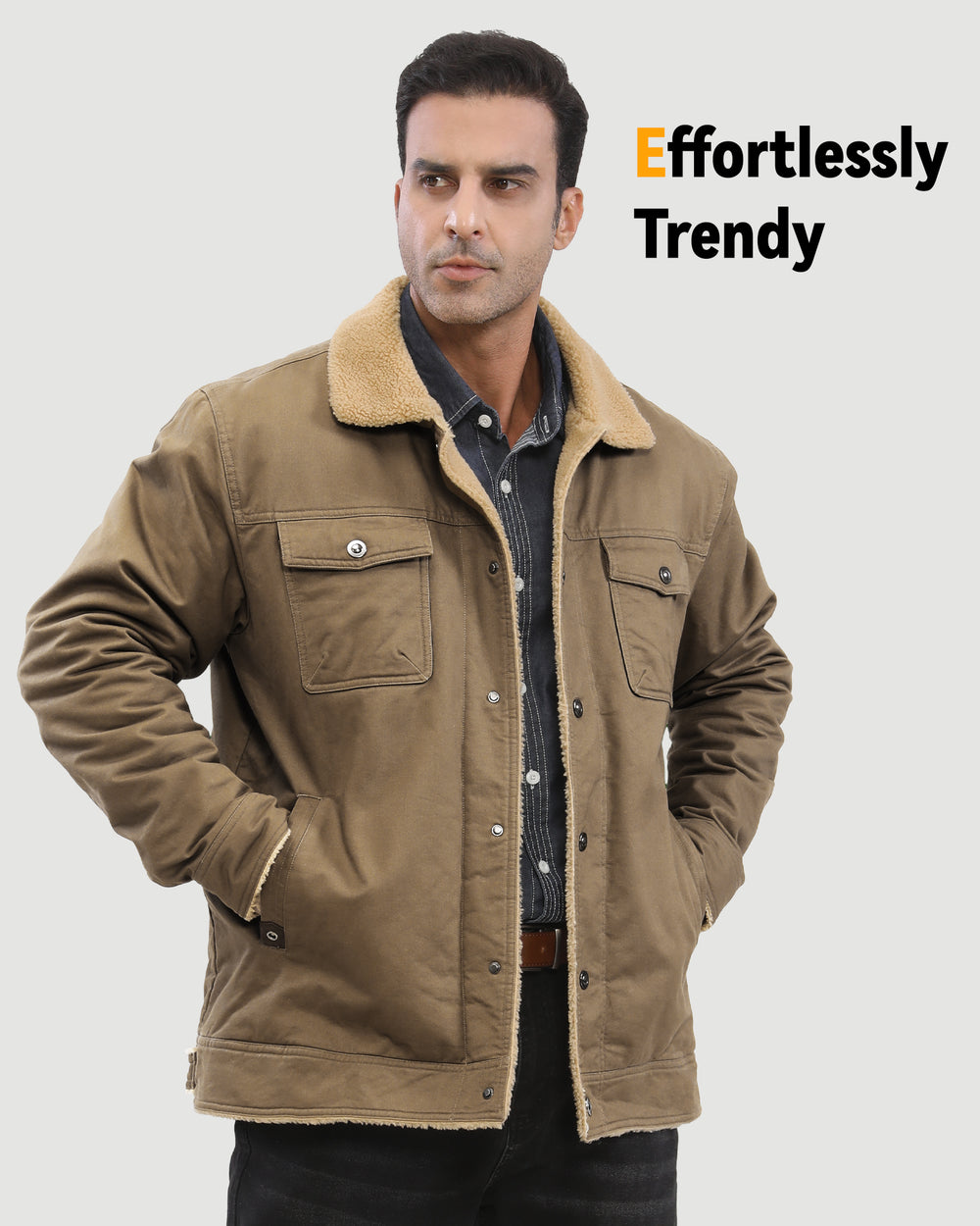 Men's Fleece-Lined Button-Up Denim 6-Zone Graphene Heated Jacket