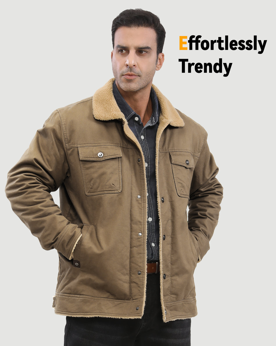 Men's Fleece-Lined Button-Up Denim 6-Zone Graphene Heated Jacket