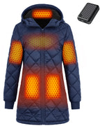 Women's Hooded Quilted 6-Zone Graphene Heated Jacket