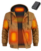 Men's Snap-Front Hooded Workwear 6-Zone Graphene Heated Jacket