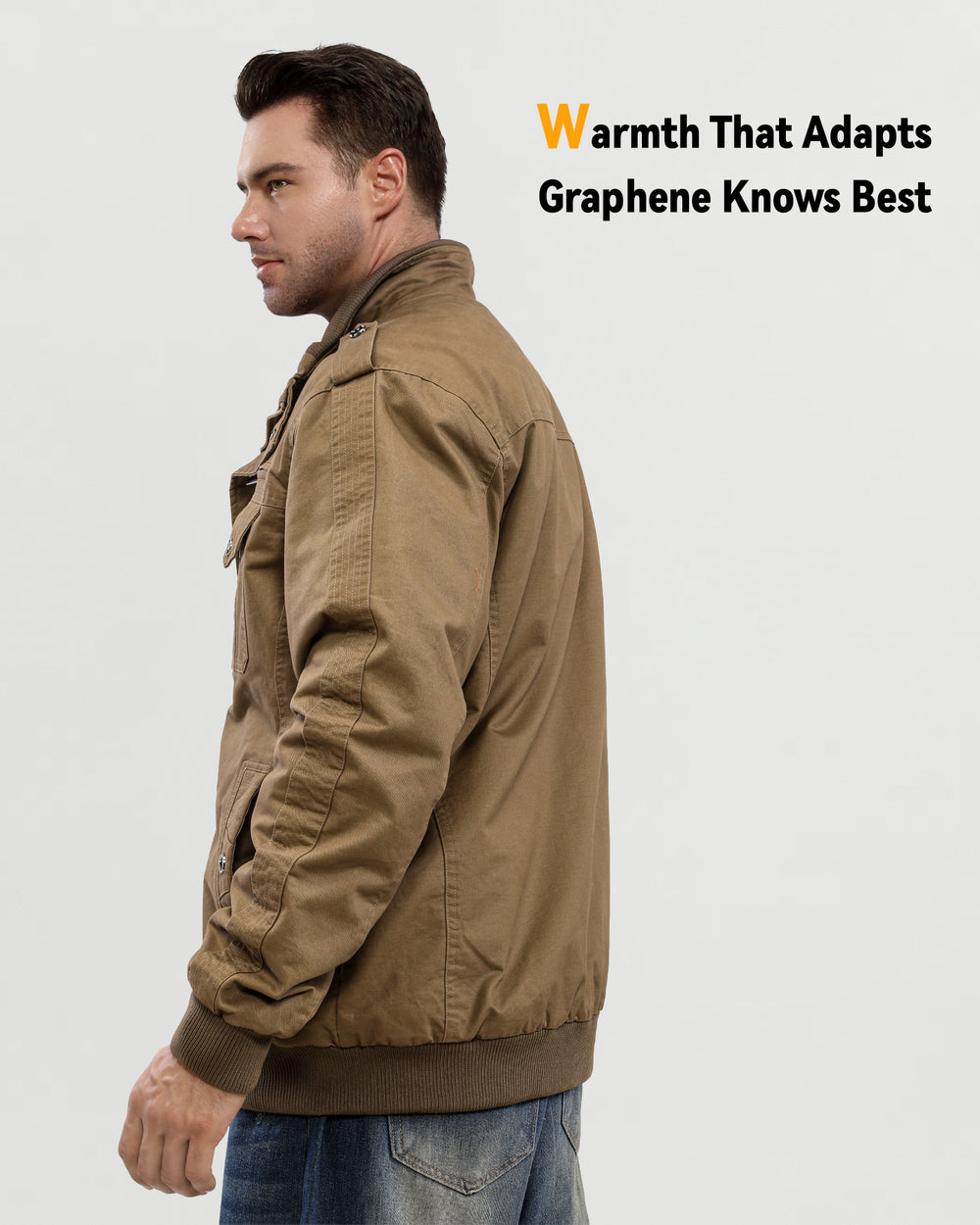 Men's Fleece-Lined Zip-Up Denim 6-Zone Graphene Heated Jacket