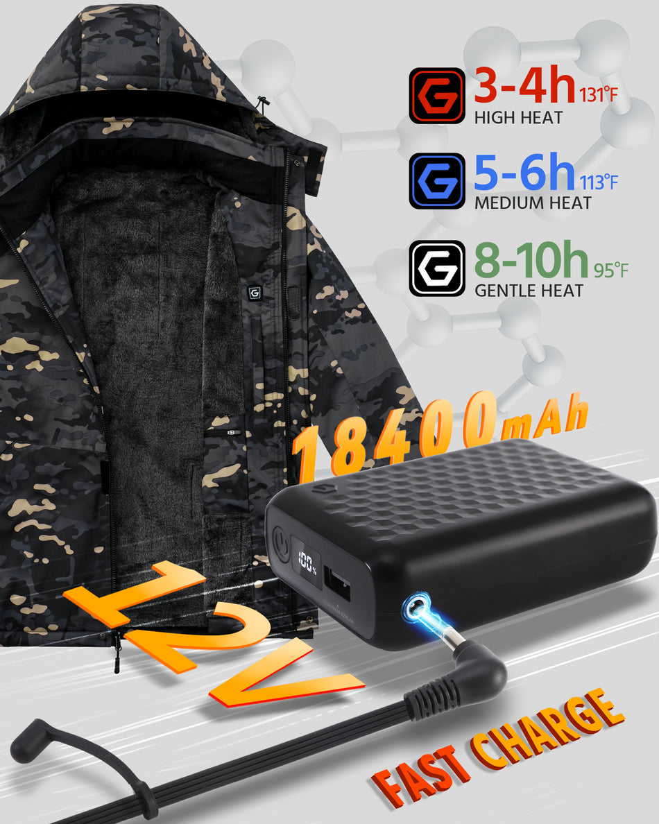Men's Fur-Lined 6-Zone Graphene Heated Jacket