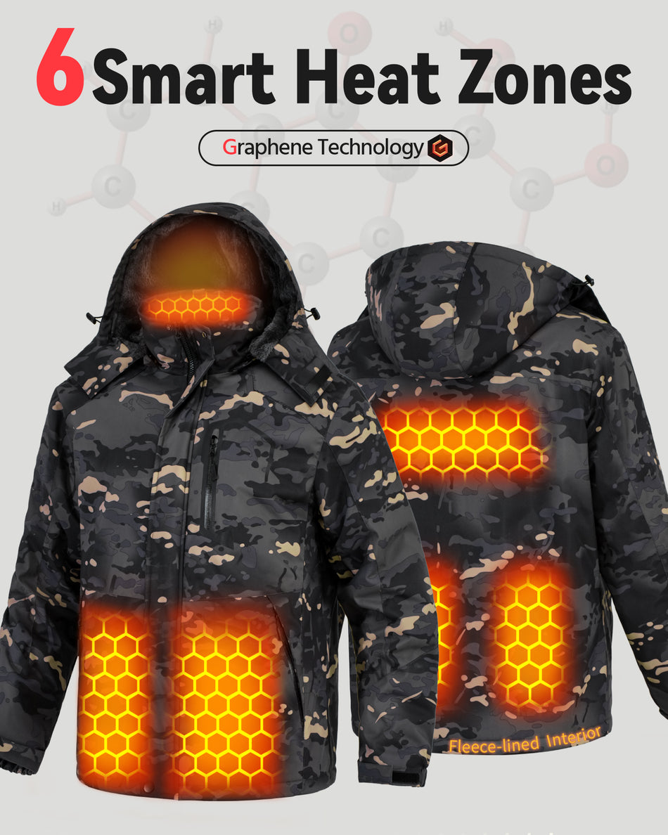 Men's Fur-Lined 6-Zone Graphene Heated Jacket