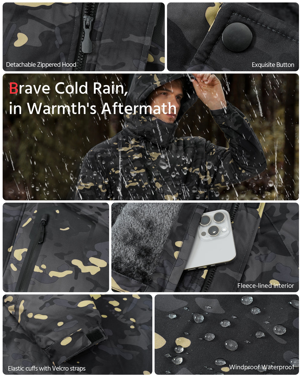 Men's Fur-Lined 6-Zone Graphene Heated Jacket