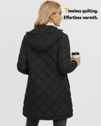 Women's Hooded Quilted 6-Zone Graphene Heated Jacket