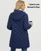 Women's Hooded Quilted 6-Zone Graphene Heated Jacket