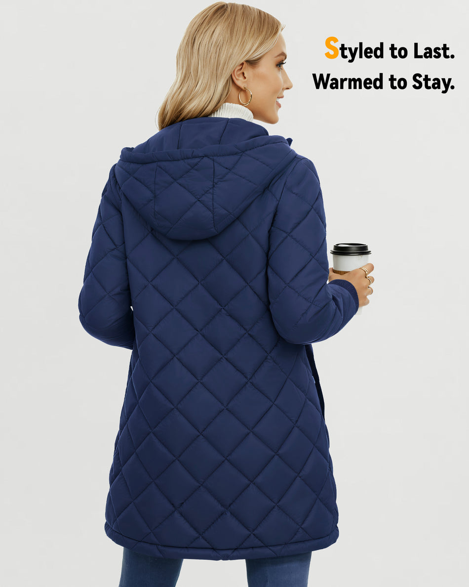 Women's Hooded Quilted 6-Zone Graphene Heated Jacket