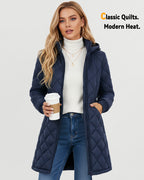 Women's Hooded Quilted 6-Zone Graphene Heated Jacket