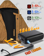 Men's Snap-Front Hooded Workwear 6-Zone Graphene Heated Jacket