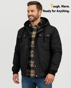 Men's Snap-Front Hooded Workwear 6-Zone Graphene Heated Jacket