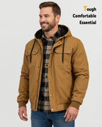 Men's Snap-Front Hooded Workwear 6-Zone Graphene Heated Jacket