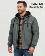 Men's Snap-Front Hooded Workwear 6-Zone Graphene Heated Jacket