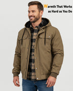 Men's Snap-Front Hooded Workwear 6-Zone Graphene Heated Jacket