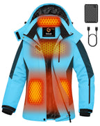 Women's Blue Color-Block Hardshell 6-Zone Graphene Heated Jacket