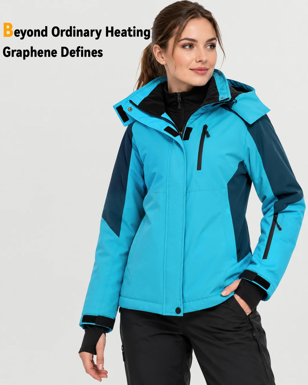 Women's Blue Color-Block Hardshell 6-Zone Graphene Heated Jacket | WB409