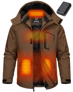 Men's Brown Hardshell 6-Zone Graphene Heated Jacket