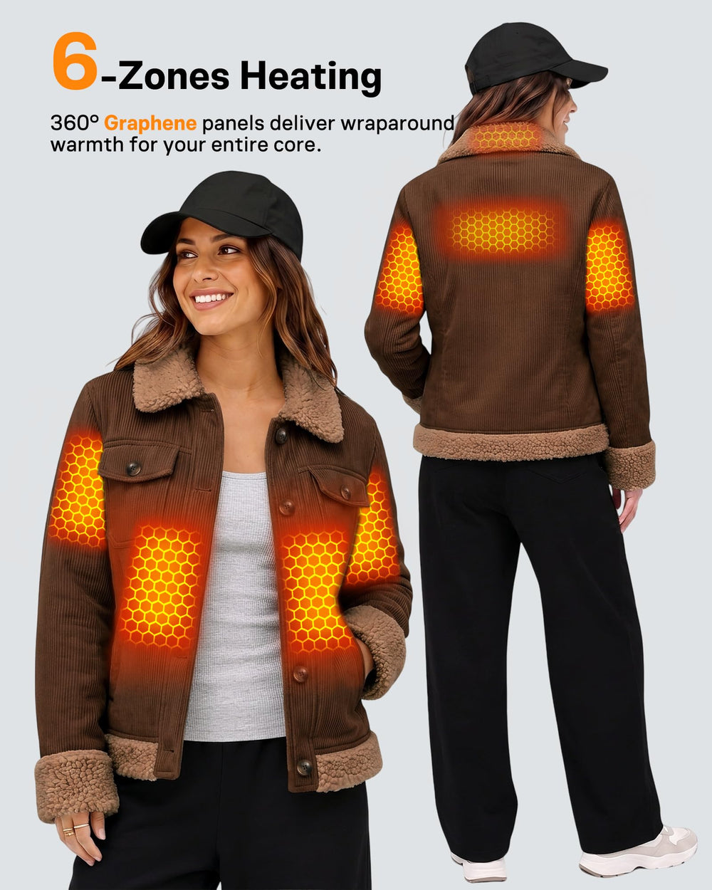 Women's Corduroy Sherpa 6-Zone Graphene Heated Jacket