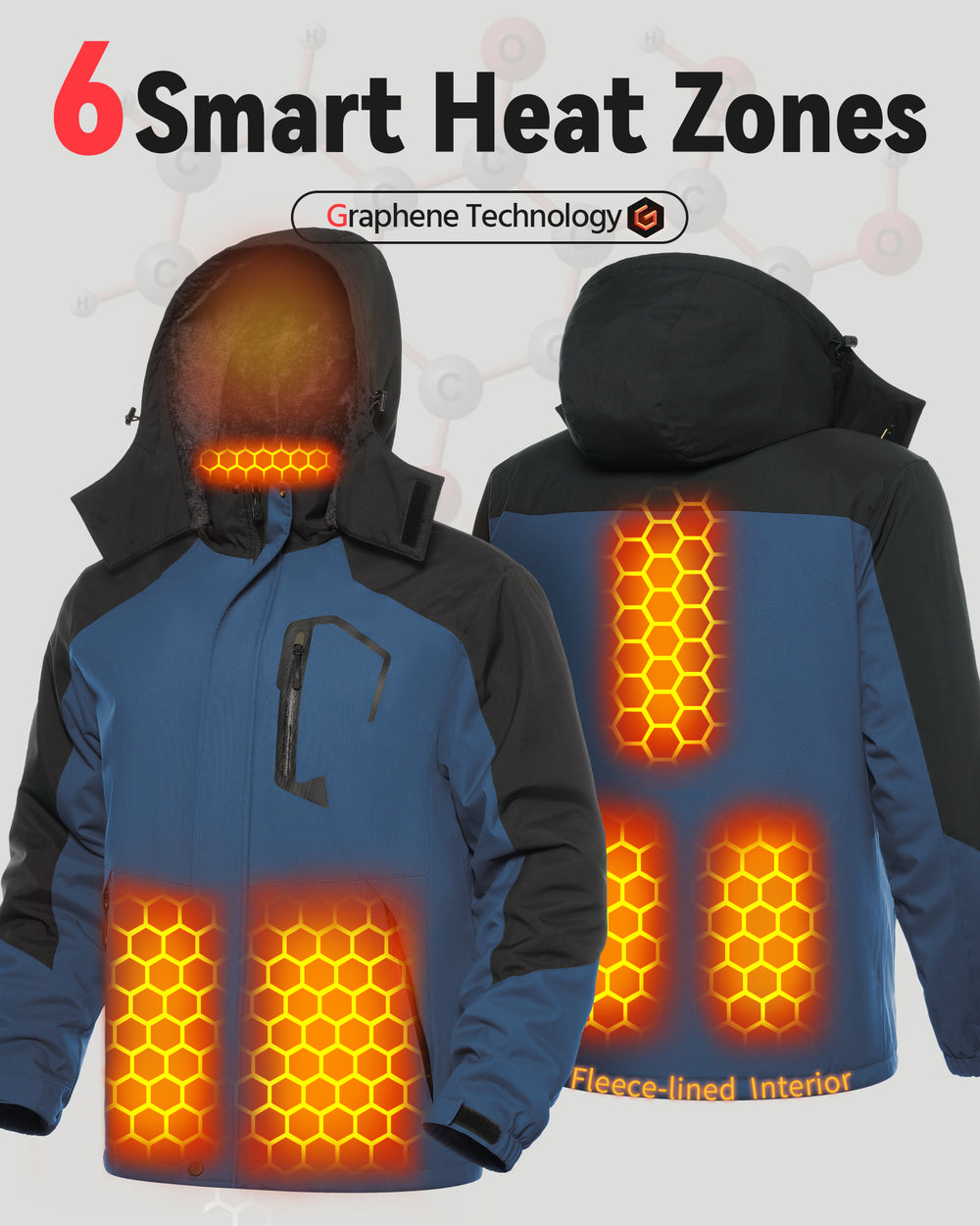 Men's Fur-Lined 6-Zone Graphene Heated Jacket