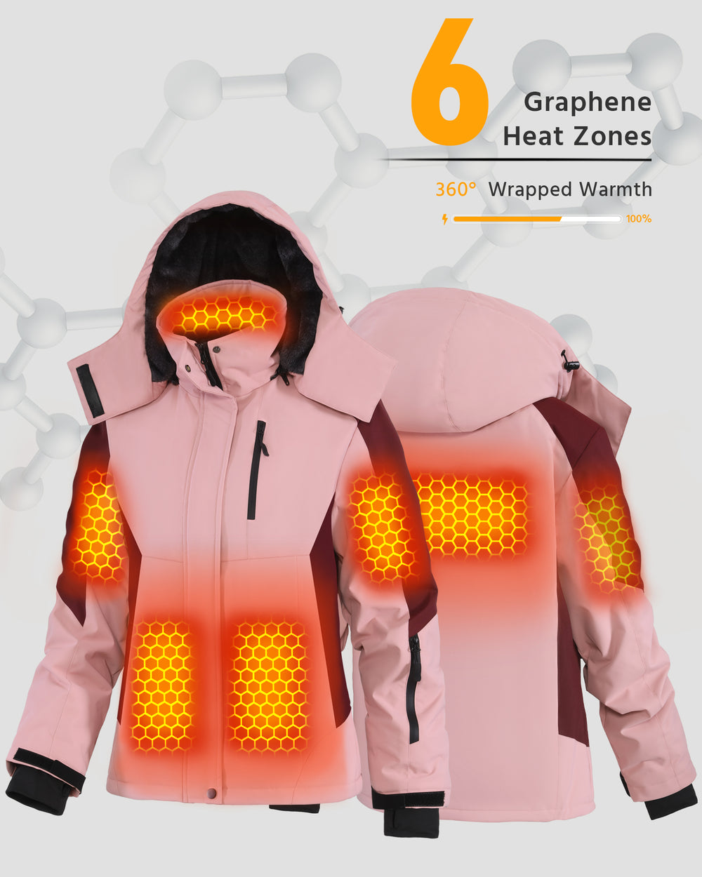 Women's Color-Block Hardshell 6-Zone Graphene Heated Jacket