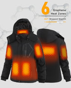 Women's Drawstring Hardshell 6-Zone Graphene Heated Jacket
