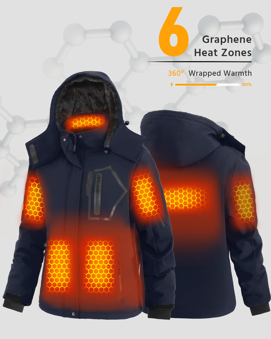 Women's Drawstring Hardshell 6-Zone Graphene Heated Jacket