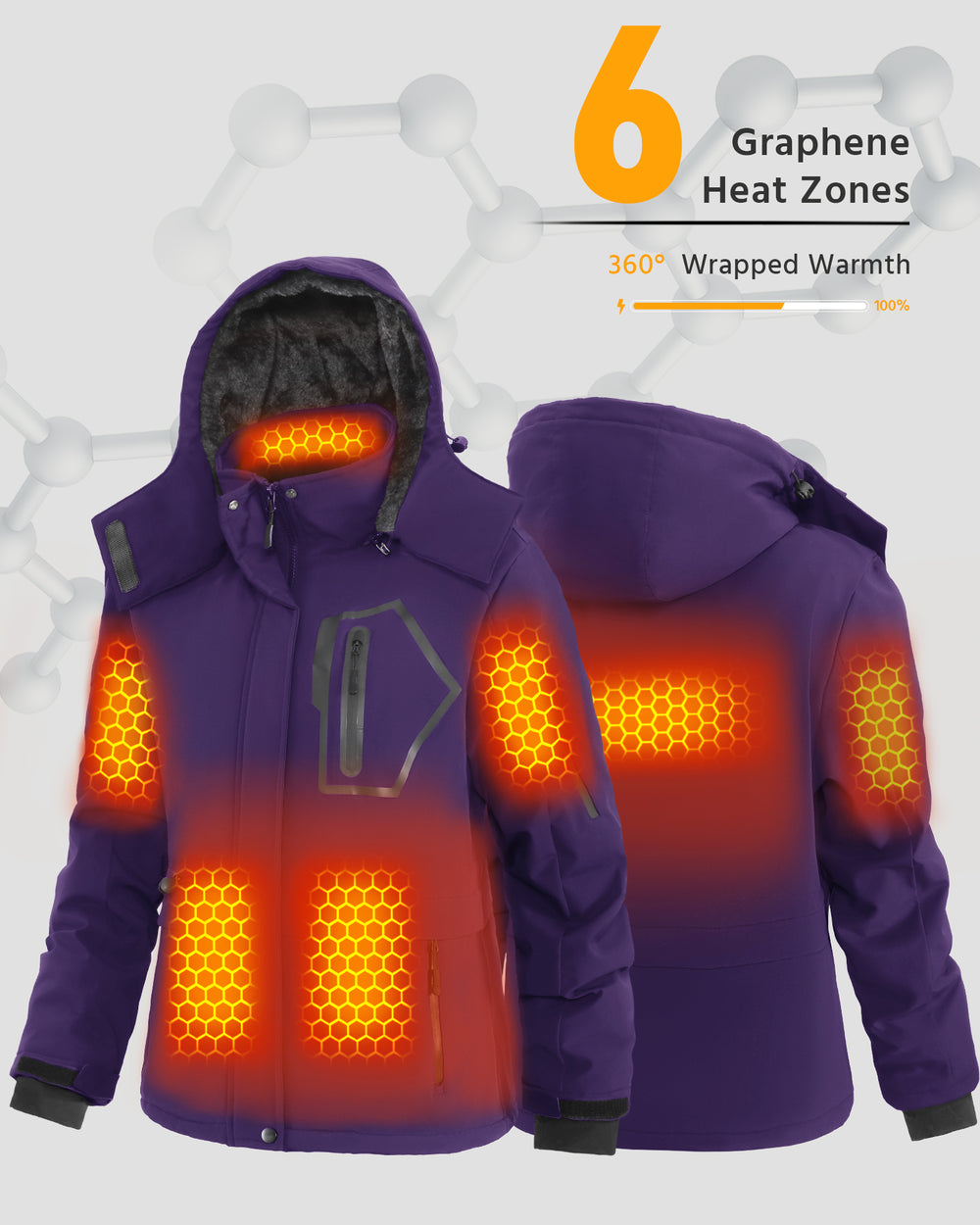 Women's Drawstring Hardshell 6-Zone Graphene Heated Jacket