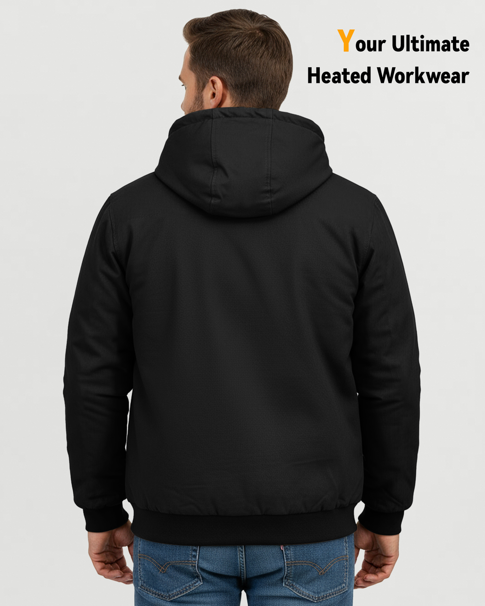 Men's Snap-Front Hooded Workwear 6-Zone Graphene Heated Jacket