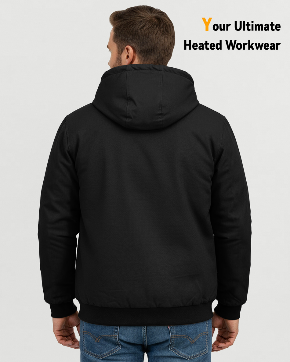 Men's Snap-Front Hooded Workwear 6-Zone Graphene Heated Jacket