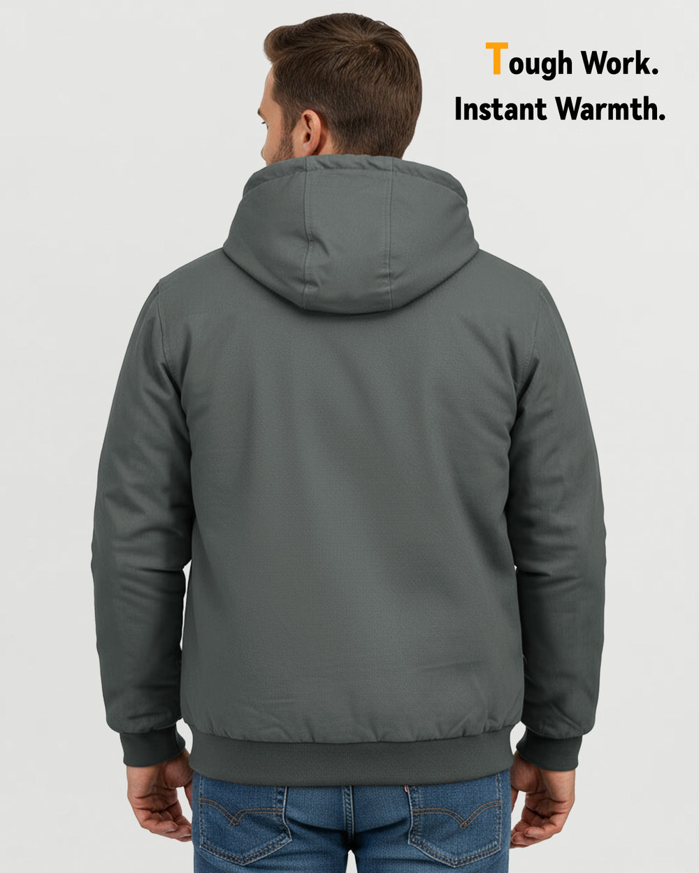 Men's Snap-Front Hooded Workwear 6-Zone Graphene Heated Jacket