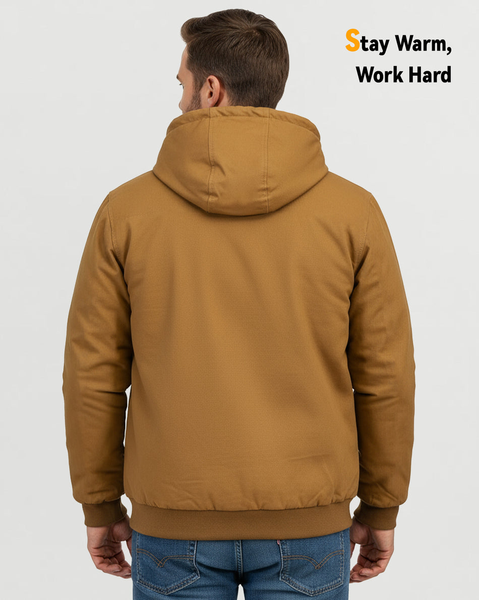 Men's Snap-Front Hooded Workwear 6-Zone Graphene Heated Jacket