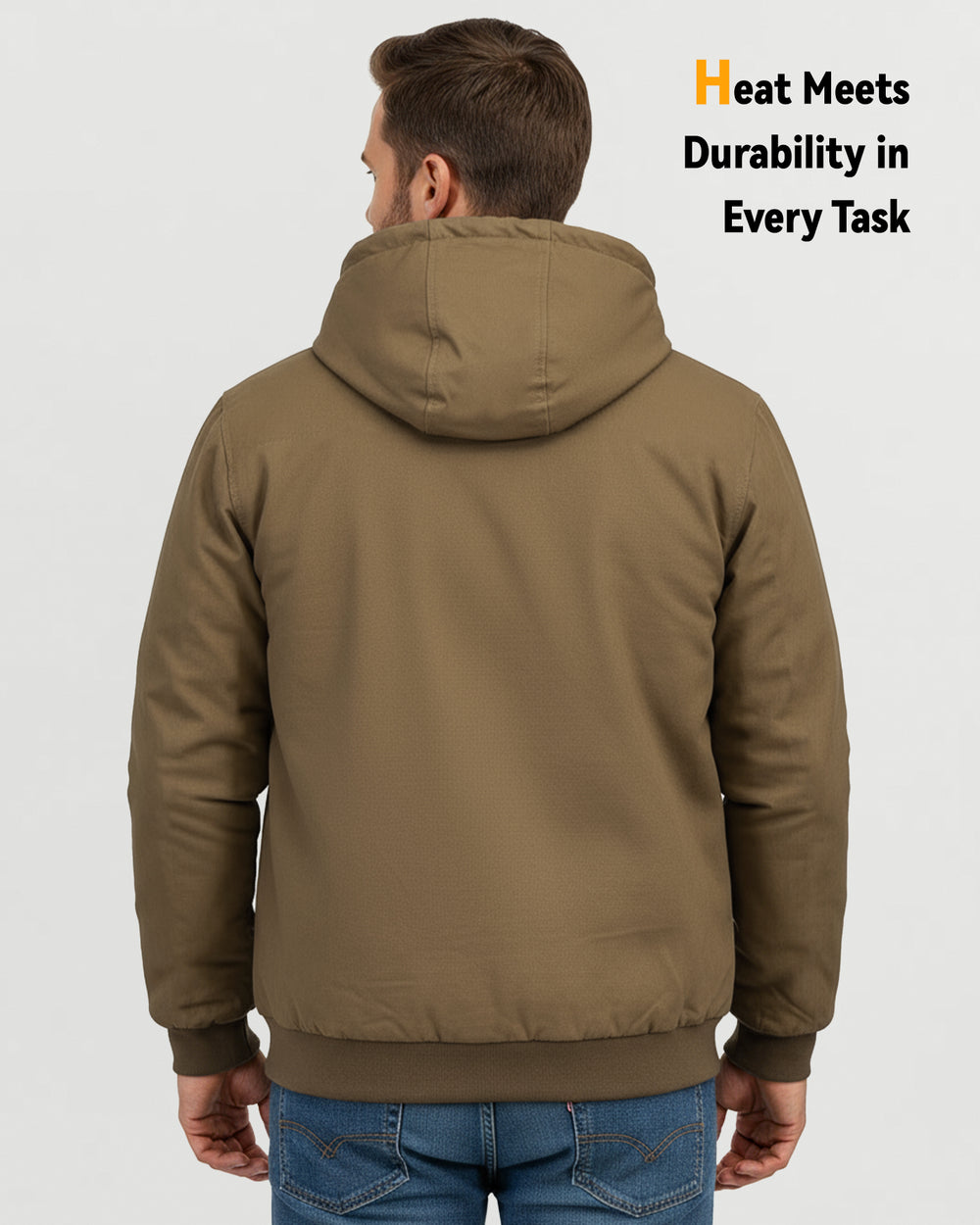 Men's Snap-Front Hooded Workwear 6-Zone Graphene Heated Jacket