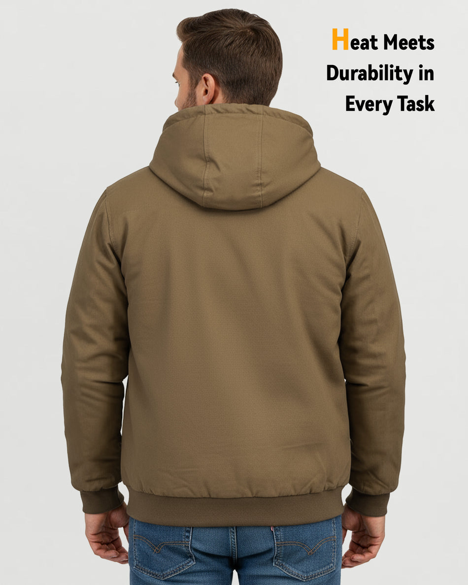 Men's Snap-Front Hooded Workwear 6-Zone Graphene Heated Jacket